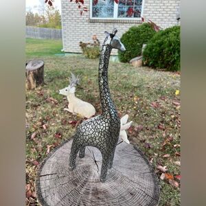 Elegant Silver Giraffe Sculpture